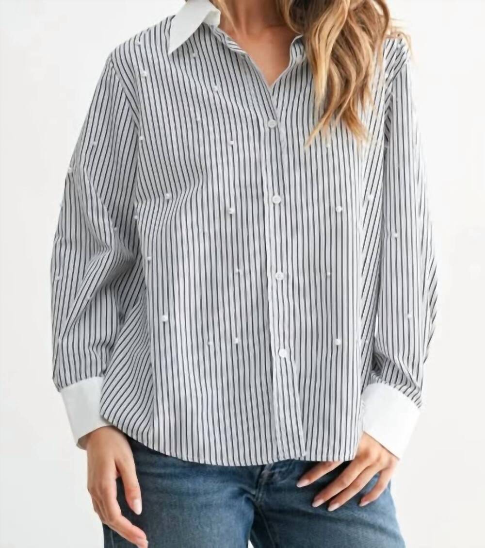 NEW JOH pearl top in black stripe